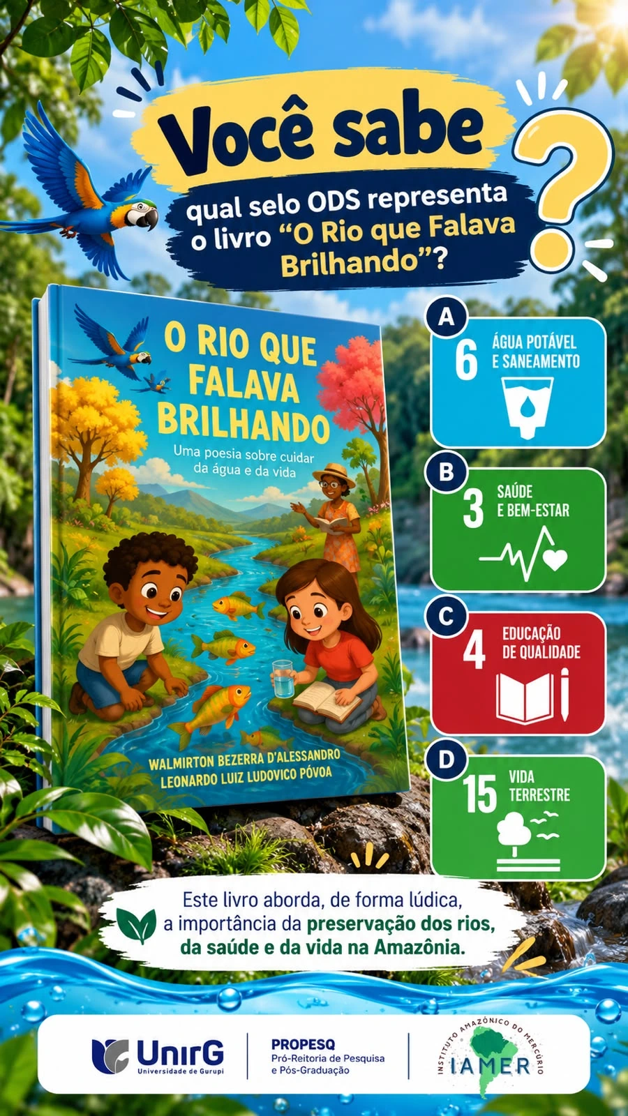 Arte de O Rio que Falava Brilhando sobre preservação dos rios e os ODS
